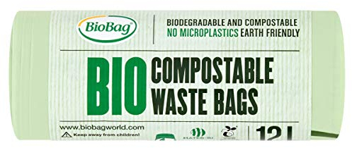 BioBag 12L 100% Compostable Caddy Bin Liners (14 count), Green