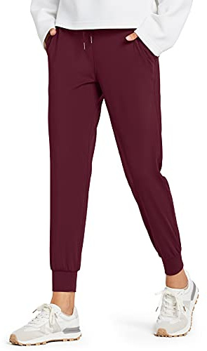Libin Joggers for Women Tracksuit Bottoms Ladies Yoga Pants Lightweight Jogging Sweatpants Running Sports Cuffed Trousers Womens Track Pants Burgundy M