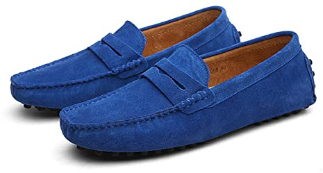 Mocassini Penny da Uomo, Scarpe Basse da Uomo in Pelle Scamosciata, Slip on Boat Deck Casual Mocassino Pantofole per Unisex Adulti E Adolescenti (Blue,41)