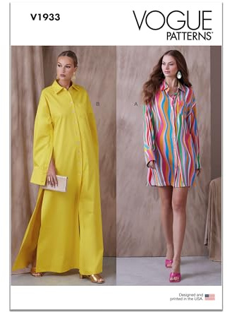 Vogue V1933A5 Misses' Button-Front Shirt Dress Sewing Pattern Packet, Sizes 6-8-10-12-14