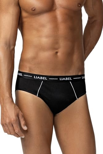 Liabel | 6 Slip Uomo Cotone Bianco Nero e Colorati Mutande Uomo Pack con Cuciture Rinforzate Set Intimo Uomo Slip con Elastico Esterno Male Underwear (XXL, Assortito)