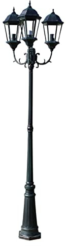 Farola de jardín 3 brazos, XIAOGUANG Farolas Exterior Jardin, Farolas Jardin, Lampara De Jardin, 230 cm verde oscuro/negro aluminio