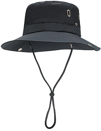 ZLYC Chapeau de Soleil imperméable à Large Bord Pliable en Maille pour Homme, Bord uni Bleu Marine 8 cm, Taille Unique
