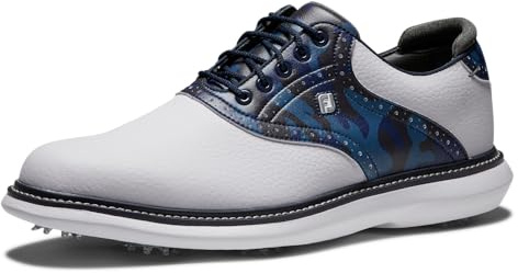 Footjoy Men's Traditions Golf Shoe, White/Navy Camo, 6 UK
