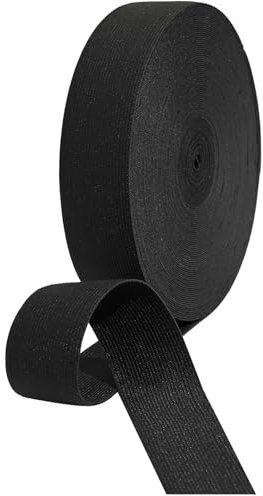 HERZONE Elastico da 20 m, 4 cm, elastico in gomma, resistente, per la casa, accessorio per il cucito, fai da te (nero, 4 cm)