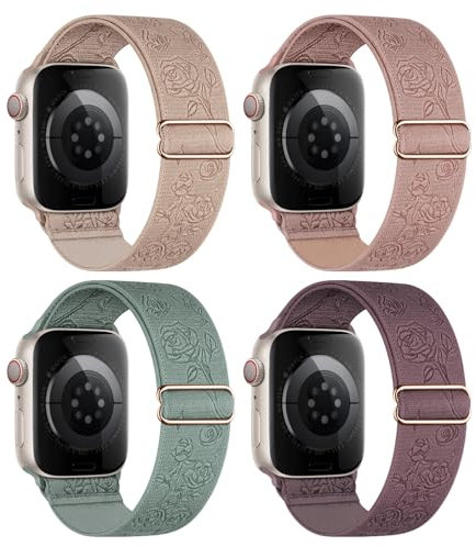 CCnutri Elastiskt nylonloop-armband kompatibelt med Apple Watch mm, tyg flätat sportband för kvinnor och män för iWatch SE Serie 11-3