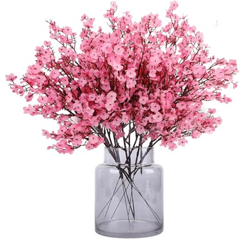 N&T NIETING Gypsophila Flores artificiales, 12 unidades de gypsophila artificiales para manualidades, bodas, ramos de fiesta, mesa, centros de mesa, arreglos florales y decoración del hogar (rosa)