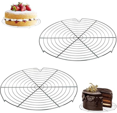 YUNXCNA Raffreddatore per Torte, 2 Pezzi Griglia Rotonda per Torte, 30cm Griglia di Cottura in Acciai Inossidabili, Griglia di Raffreddamento Rotonda, per Pentole, Forno, Friggitrice