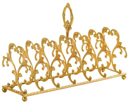 TerkCo tallriksställ för skåp, dekorativ mässing guld platsbesparande köksbänkskiva organiserare för tallrikar, vintage diskförvaringshylla (guld)