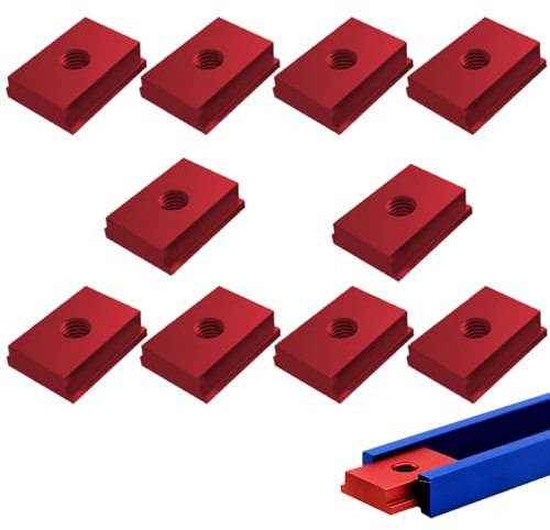 10 tuercas de ranura en T, rosca M8, tuercas deslizantes en T, tuerca en T, herramienta de carpintería, color rojo