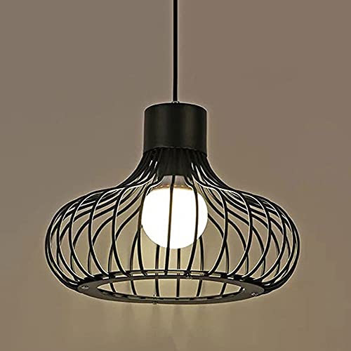 Black Black Black Black Light Cesto in Metallo tonalità Industriale Apparecchio di Illuminazione a Sospensione, lampade a soffitto a Goccia di Fattoria per Cucina Cafe Sala da Pranzo E27 lampadario