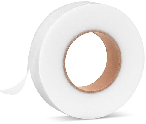 Nastro termoadesivo per tessuti, 3 cm x 64 m, nastro biadesivo per tessuti per cucito, fliselina termoadesiva per tessuti, Bianco