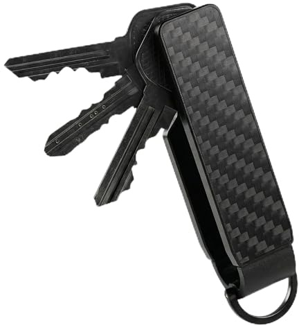 CAXGEK Key Organiser, 75mm Aluminium Key Holder, Compact Design with Easy Access, Carbon Fiber.