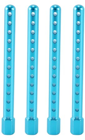 Alide RC Car Shell Column, 4Pcs Aluminum Alloy RC Car Body Shell Post Holder Spare Parts for HSP 1/10 122037(Blue)