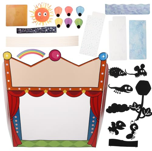 BESPORTBLE Boys and Girls Shadow Puppet Theater Craft DIY Set Finger Puppets Storytelling Props