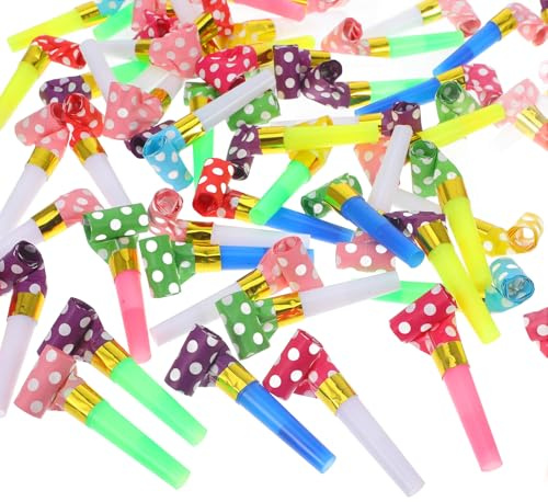 TOYANDONA 60 Silbatos de Plástico Coloridos para Fiestas Matracas de Animación de 65 CM Puntos Accesorios para Cumpleaños y Eventos Deportivos Pack de 60 Unidades Variadas para