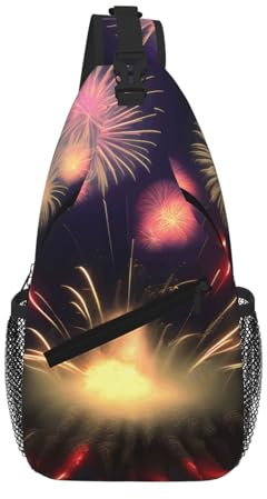 JBJGKHLP Explosion fyrverkerier 3D-tryck unisex lätt kors bröstväska diagonal för resor vandring daglig midja ryggsäck