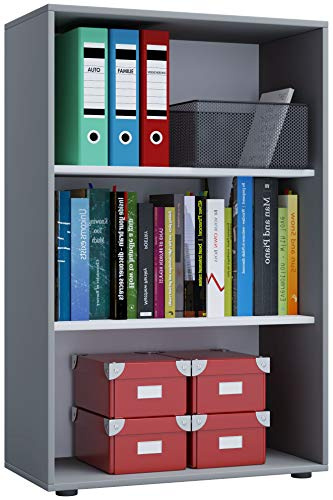 VCM Bureau en bois Étagère à livres Étagère à dossiers Étagère à classeurs Étagère à livres Lona 3f Bureau en bois Étagère à livres Étagère à dossiers Étagère à classeurs Étagère à livres Lona 3f Gris