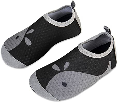 Kinder Badeschuhe Wasserschuhe Strandschuhe Mädchen Junge Schwimmschuhe Barfußschuhe rutschfeste Surfschuhe Sportschuhe Kleinkind Schwimmbad(xjy.Black/ash,22/23 EU)