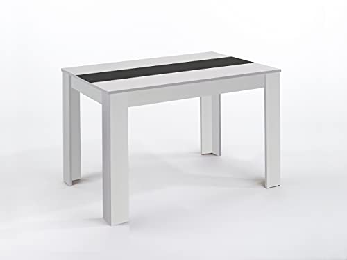 byLIVING Esszimmertisch NORI/matt weiß/Einlegeplatte wendbar in schwarz oder weiß/kompakter Küchentisch/Esstisch 140 cm breit/Tisch 18 mm Dicke Tischplatte / 140 x 80, H 75 cm