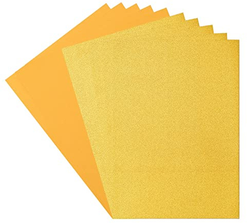 Florens glitterpapper och kartong – A4-färgade korttillbehör – gult guld/bi – 10 ark – färgat papper för scrapbooking, korttillverkning och annat pappershantverk – 250/216 GSM