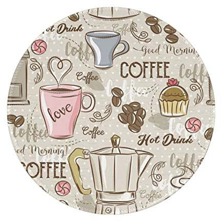 20 cm rund musmatta för datorer vintage espressomaskin cupcakes bönor tryckt halkfri gummi modern spelmusmatta