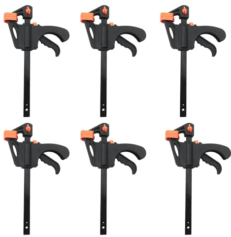 ATBUSS 6 pinzas de carpintería de 4', herramienta de abrazadera de trinquete, abrazadera de barra en forma de F, abrazadera de agarre rápido con resorte, gatillo de trinquete, pinzas de madera de