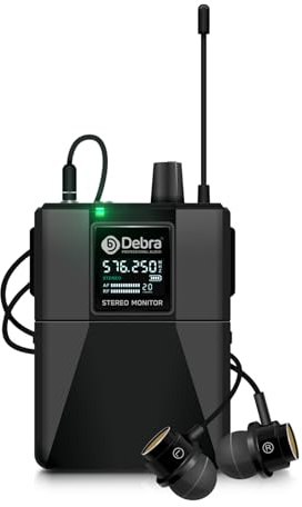 D Debra UHF ST-102 Wireless in Ear Monitor System stereo sound 300M,Professional IEM Stereo System with in Earphone Wireless Type Used for Stage or Studio (Backpack)