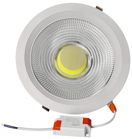 JANDEI 5 Stück LED Einbaustrahler COB 30W Rund Weiß 212 x 52 mm (Einbauloch 185mm) 2700 Lumen IP44 ideal für Küche, Bad - Warmes Licht 3000K (1 Einheit)