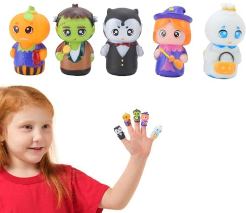 Halloween fingerdockor, söta fingerdockor - söta tecknade fingerdockor set | för barn - underbara dockor, interaktiv leksak 5X dockor för e