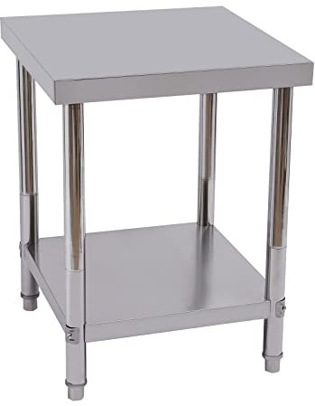 Work Table - Banco da lavoro mobile da lavoro, tavolo da lavoro, tavolo da lavoro, tavolo da lavoro in acciaio inox, 2 livelli, capacità di carico 400 kg, per cucina, hotel, panetteria
