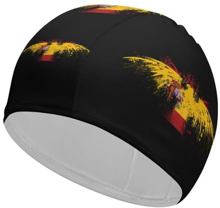 Gorro de baño con Bandera de España para Mujer y Hombre, Impermeable, para Adultos, para Cabello Largo y Corto.