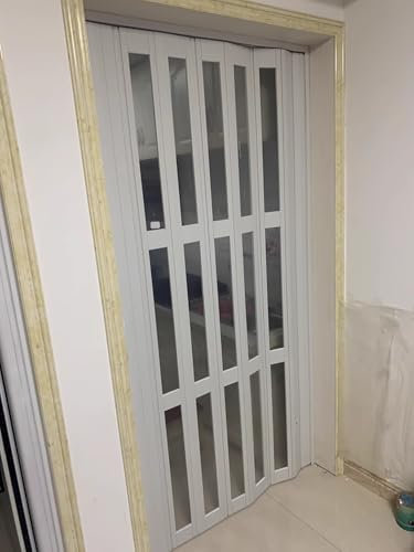 Porte Accordéon Interieur Porte Accordéon Gain de Place en Plastique, Fenêtre à Grille Transparente Extra Large, Portes Pliantes Plissées Intérieures, Barrière Moustiquaire Rétractable pour Chambre et