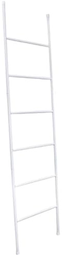 Échelle Porte-Serviettes Métallique pour Serviettes Et Vêtements, 6 Barres, Support Autoportant pour Salle De Bain, Chambre Ou Buanderie, Étagère Décorative Et Pratique(White)