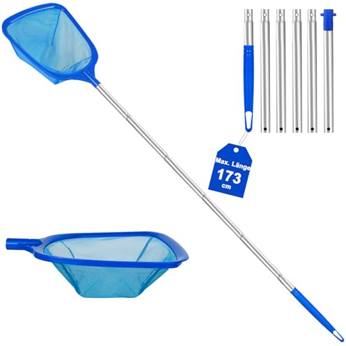 KGC Retino per Piscina con Manico da 31,7 a 5,7 FT, Retino per Piscina a Maglia Ultra Fine, Per Piscine, Stagni di Pesci, Vasche Idromassaggio, Laghetti da Giardino, Alghe e Piscine