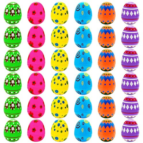 SingingWang 36 Huevos de Pascua, Plástico, Rellenables, Colores, para Regalo Pascua, Decoraciones de Pascua (B)