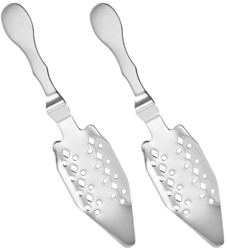 SHINEOFI Cuchara de Absenta de Acero Inoxidable 304, Set de 2 Piezas Plateadas, Cuchara Ranurada para Filtrar Azúcar y Hielo, Filtro Práctico para Cócteles en Bar y Hogar