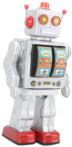 Picysa Jouet Robot en étain en Métal, Modèle de Figurine de Marche Rotative électrique Rétro avec Rotation à 360 Degrés et Son de Pistolet, pour Collectionneurs Adultes Enfants Anniversaire Noël