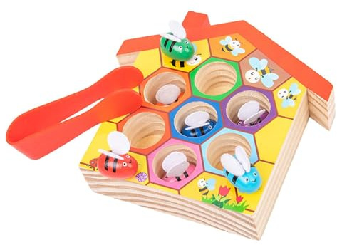 QLECXZI Clip Small Bees Toy Game With tional Beehive Puzzle Promoting Kids Learning Fun And Development Skills Color Cognitive Leaning tional Toys Beehive