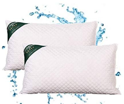 EVERGREENWEB - Cuscini Letto Coppia 40x70 alti 15cm 2 Guanciali lavabili in Lavatrice a 30° Ortopedici per Dolori Cervicali Arredo Divano Decorativi Imbottitura 100% Fiocco