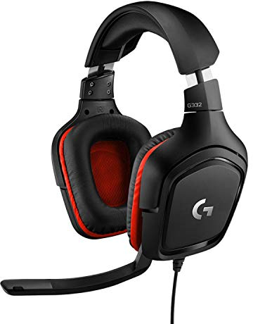 Logitech G332 kabelgebundenes Gaming-Headset, 50mm Treiber, Rotierende Kunstleder-Ohrmuscheln, 3.5mm Klinke, 6mm Mikrofon mit Flip-Stummschalter, PC/Mac/Xbox One/PS4/Nintendo Switch - Schwarz/Rot