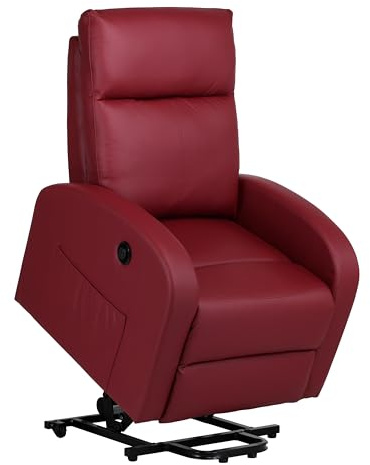 Totò Piccinni Poltrona Relax EUREKA ELETTRICA Alzapersona con Massaggi, Pulsantiera Laterale, Telecomando, Imbottita, Struttura in Legno, Ideale per Anziani (Ecopelle Bordeaux)