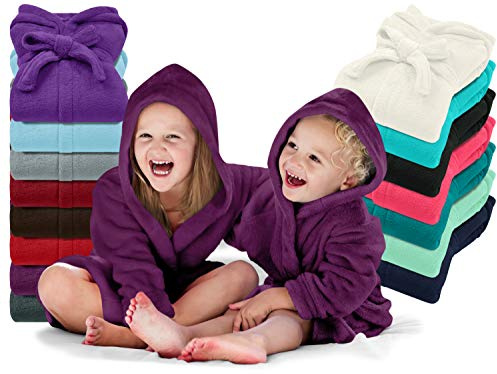 EMILY´S CHECK Kinder Bademantel - Kuschelfleece für Jungen u Mädchen 1522.2202, 12-14 Jahre, beere