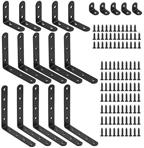 Glarks 130 Stück 20 mm 50 100 125 schwarz L Winkel Winkelverbinder Befestigung mit Befestigungsschrauben für Holz Stuhl Bücherregal Board Fenster Möbel Schrank