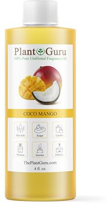 Coco Mango Fragrance Oil 4 fl. oz. Scented Oil for DIY Soap Making, Candles, Bath Bombs, Body Butters. Used in Aromatherapy Diffusers, Burners and Warmers. Great Addition to Lotions and Creams.