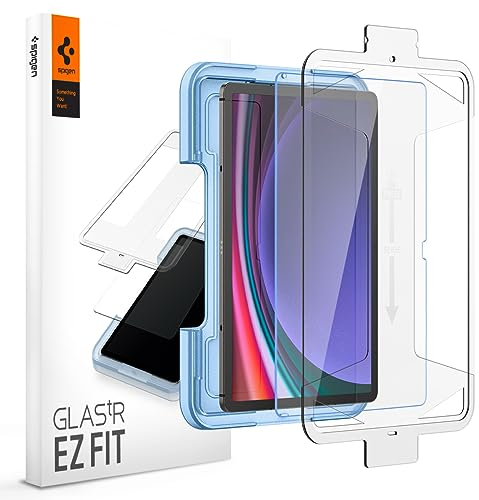 Spigen Glas.tR EZ Fit Schutzfolie kompatibel mit Samsung Galaxy Tab S10 Lite, Galaxy Tab S10 FE, Galaxy Tab S9 FE, Galaxy Tab S9, 11 Zoll, Schablone für Installation, Kristallklar, 9H Härte Folie