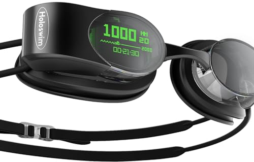 Holoswim Smarte Schwimmbrille 2S, Echtzeitanzeige, KI-Datenanalyse, Schwimmzugerkennung, Antibeschlag | Auslaufsicher |Passform | IPX8 wasserdicht, Schwimmbrille für Erwachsene, Männer und Frauen