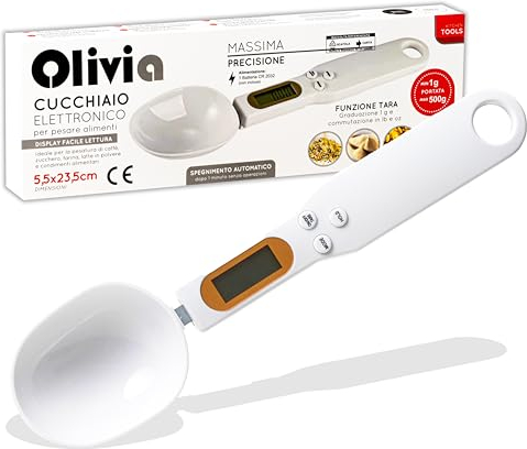 IPEA Cucchiaio Bilancia Digitale per Misurare Peso Alimenti in Cucina - Precisione da 1g a 500g - Bilancia Elettronica con Display - Dosatore per Pesare e Dosare Quantità Piccole di Cibo