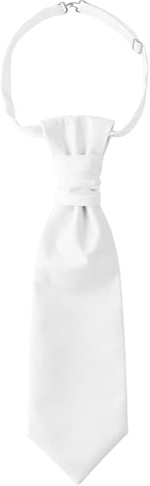 WANYING Corbata de Plastrón para Hombre Preatado con Cierre de Gancho Ajustable Corbata de Boda Accesorios de Boda para el Novio - Liso Blanco