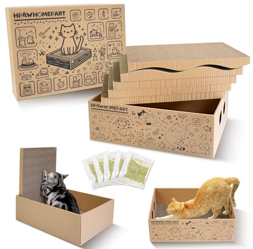 HPAWHOMEPART Extra großer Kratzbaum aus Karton, 12-in-1-Katzenkratzpads mit Box, Kratzboxen aus Karton für große Katzen, L-GRÖSSE Katzenkratzunterlage geeignet für Indoor-Katzen